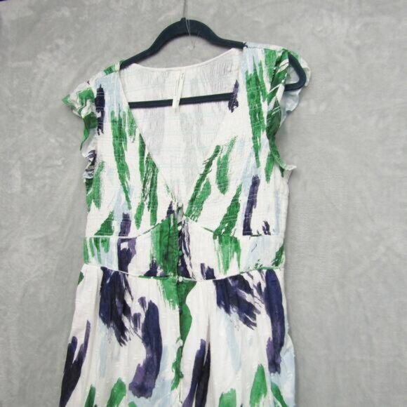 Anthropologie Midi Dress Womens Medium The Peregrine Green Blue Tiered - Picture 9 of 16